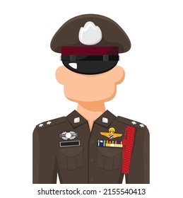 Policía tailandés en simple vector plano. icono o símbolo de perfil personal. Oficial de gobierno. Ilustración vectorial de diseño gráfico de personas.