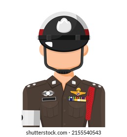 Thai policeman in simple flat vector. personal profile icon or symbol. Government officer. People graphic design  vector illustration.