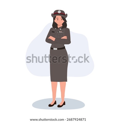thai policewoman standing confidently representing law enforcement and public service