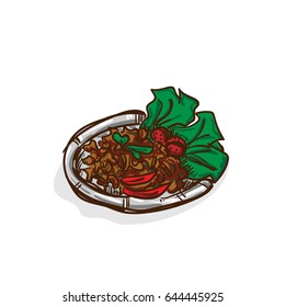 thai pork salad recipe drawing object