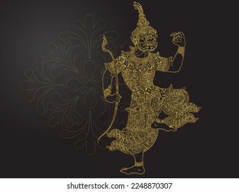 oro de máscara gigante thai ramayana