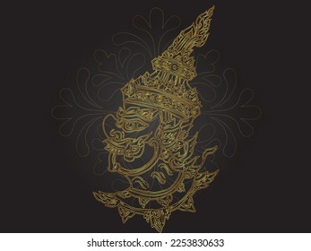 thai ramayana giant mask gold