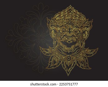 thai ramayana hanuman mask gold