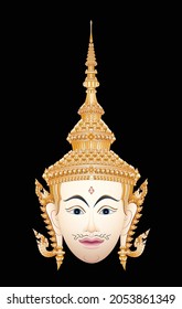 Thai Ramayana mask of god. Graphic vector