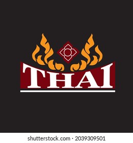 thai restaurant or restaurant logo with spicy fire vector logo for thai country modern and evocative colors