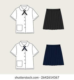 thai school uniform, white shirt and short skirt