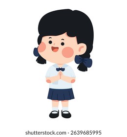 Thai Schoolgirl Saying Hello Cartoon student