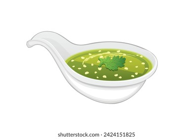 Thai Seafood Dipping Sauce in Large spoon isolated on white background.