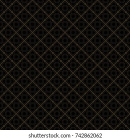Thai seamless pattern black and gold color.