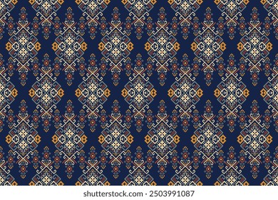 Patrón tailandés, patrón oriental étnico geométrico patrón de punto de cruz floral, Ilustración vectorial, estilo azteca, fondo abstracto. diseño para textura, tela, ropa, decoración, sarong