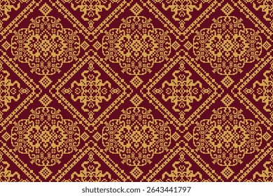 Padrão tailandês sem costura,padrão étnico oriental geométrico padrão floral ponto cruz padrão fundo,ilustração vetorial,estilo asteca,fundo abstrato.design para textura,tecido,roupas,impressão,azulejo,cerâmica
