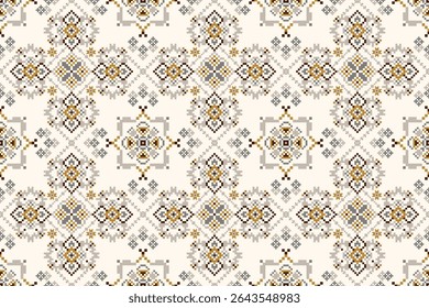 Thai seamless pattern,geometric ethnic oriental pattern floral cross stitch pattern background,vector illustration,Aztec style,abstract background.design for texture,fabric,clothing,print,tile,ceramic