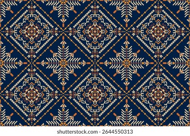 Thai seamless pattern,geometric ethnic oriental pattern floral cross stitch pattern background,vector illustration,Aztec style,abstract background.design for texture,fabric,clothing,print,tile,ceramic