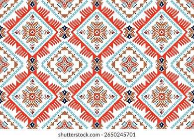 Padrão tailandês sem costura,padrão étnico oriental geométrico padrão floral ponto cruz padrão fundo,ilustração vetorial,estilo asteca,fundo abstrato.design para textura,tecido,roupas,impressão,azulejo,cerâmica