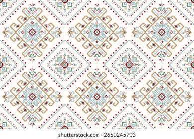 Padrão tailandês sem costura,padrão étnico oriental geométrico padrão floral ponto cruz padrão fundo,ilustração vetorial,estilo asteca,fundo abstrato.design para textura,tecido,roupas,impressão,azulejo,cerâmica
