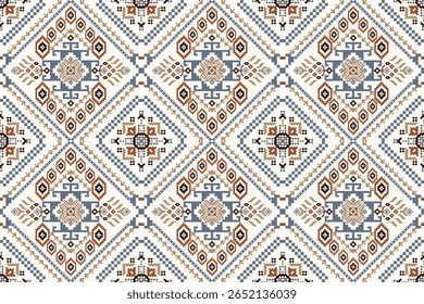 Padrão tailandês sem costura,padrão étnico oriental geométrico padrão floral ponto cruz padrão fundo,ilustração vetorial,estilo asteca,fundo abstrato.design para textura,tecido,roupas,impressão,azulejo,cerâmica