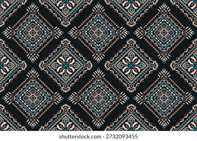 Padrão tailandês sem costura,padrão étnico oriental geométrico padrão floral ponto cruz padrão fundo,ilustração vetorial,estilo asteca,fundo abstrato.design para textura,tecido,roupas,impressão,azulejo,cerâmica