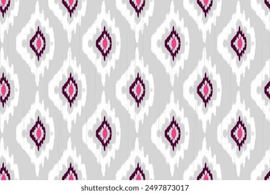 Thai seamless pattern.Ikat floral design seamless pattern on grey background vector illustration.Ikat ethnic oriental embroidery.Ikat Aztec style.design for texture,fabric,clothing,decoration,print.