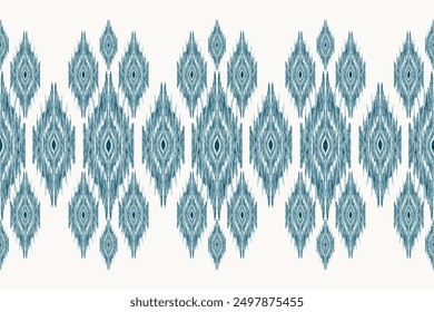 Patrón inconsútil tailandés. Ikat diseño floral patrón inconsútil sobre fondo blanco Ilustración vectorial. Ikat bordado oriental étnico. Ikat estilo azteca. diseño para textura, tela, ropa, decoración, impresión.