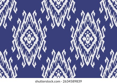 Thai seamless pattern,Thai Ikat floral seamless pattern,white and blue background,vector illustration,Aztec style,abstract background.design for textile,fabric,clothing,decoration,print,sarong,scarf