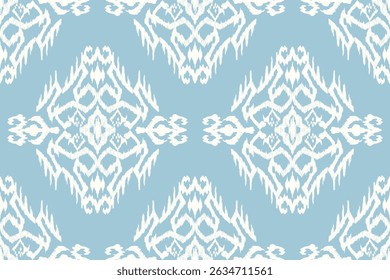 Thai seamless pattern,Thai Ikat floral seamless pattern,white and blue background,vector illustration,Aztec style,abstract background.design for textile,fabric,clothing,decoration,print,sarong,scarf.