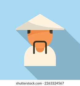 Thai seller icon flat vector. Vegetable food. Local canal
