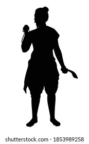 Thai shaman silhouette vector on white background