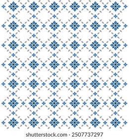 Thai silk pattern, blue color, wallpaper for clothes, shirts, dresses and textile products, handwoven fabric, Thai style handwoven fabric, vector illustration