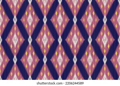 Thai silk pattern, ikat art, Aztec geometric art, Ethnic vector abstract dark blue background ,messaline, certain, Silk vector abstract. Seamless pattern, folk embroidery, Thai style, textile, cloth