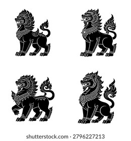 Thai Singha emblem featuring a powerful mythical lion guardian. Elegant vector design ideal for luxury branding, mascots, logos, and heritage-inspired projects.