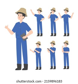 Thai smart farmer cartoon presenting concept