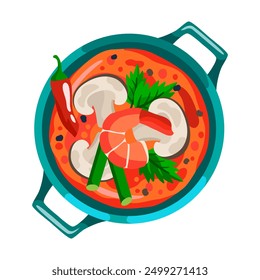 Sopa tailandesa Ilustración vectorial plana