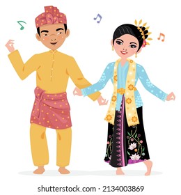 Thai southern classical dance - male and female in traditional costumes.