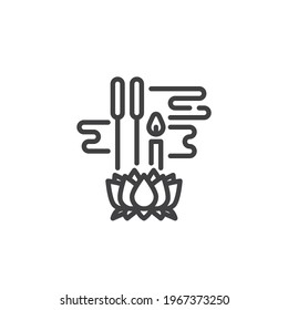 Thai Spa Linie Symbol. lineares Stilzeichen für mobiles Konzept und Webdesign. Vektorsymbol für Ankerstift und Kerzenumrandung. Symbol, Logo-Abbildung. Vektorgrafik