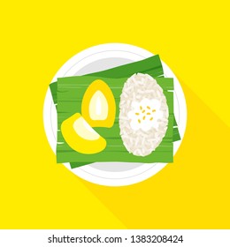 Thai Sticky rice with durian, Khao Niaow Tu rian vector illustration