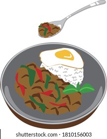 Thai stir-fried minced pork with basil