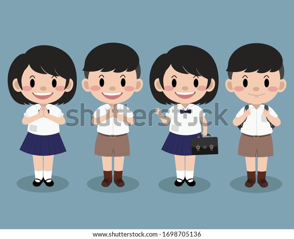 Thai Student School Uniform Thailand Stock Vector (Royalty Free ...