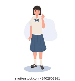 Thai Student in Uniform Doing Mini Heart Gesture