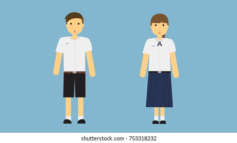 thai student uniform vector illustation
