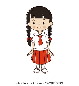 Thai student uniform vector illustration.