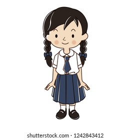 Thai student uniform vector illustration.