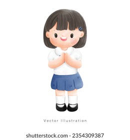 Thai student in Thai uniform, Vector illustration