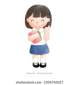thailändischer Student mit thailändischer Uniform, Vektorgrafik