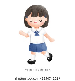 Thai student in Thai uniform, Vector illustration