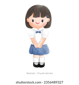 Thai student in Thai uniform, Vector illustration