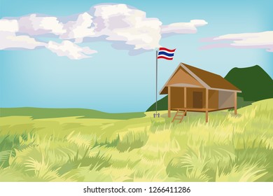 Thai students in the countryside must walk so long distance for come to study in small school.