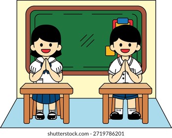 Thai students are sitting in the classroom