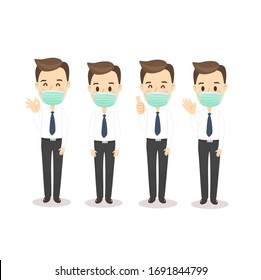 Thai Students wearing Mask Vector