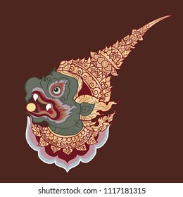 Thai style art with the character of Ramakien literature illustration svg