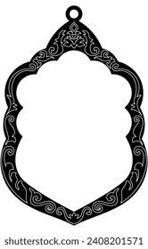 Thai style black frame for Buddha room decorations on a white background.